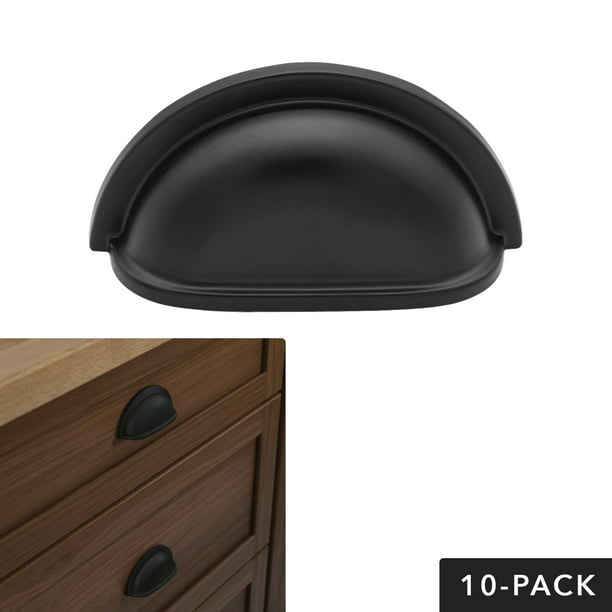 Black Cabinet Hardware Cup Pull, Farmhouse Kitchen Cabinet Drawer Pulls