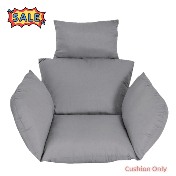 Tcbosik Outdoor Egg Chair Cushion, Thicken Replacement Cushion with Headrest, Grey