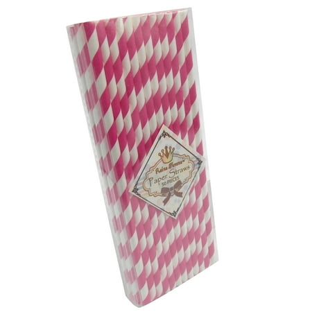 Paper Drinking Straws TrendBox 1 Box(50pcs) Reine Femme(TM) Strip Paper Straws For Drinking Birthday Wedding Baby Shower Party Celebration - Fushia ()