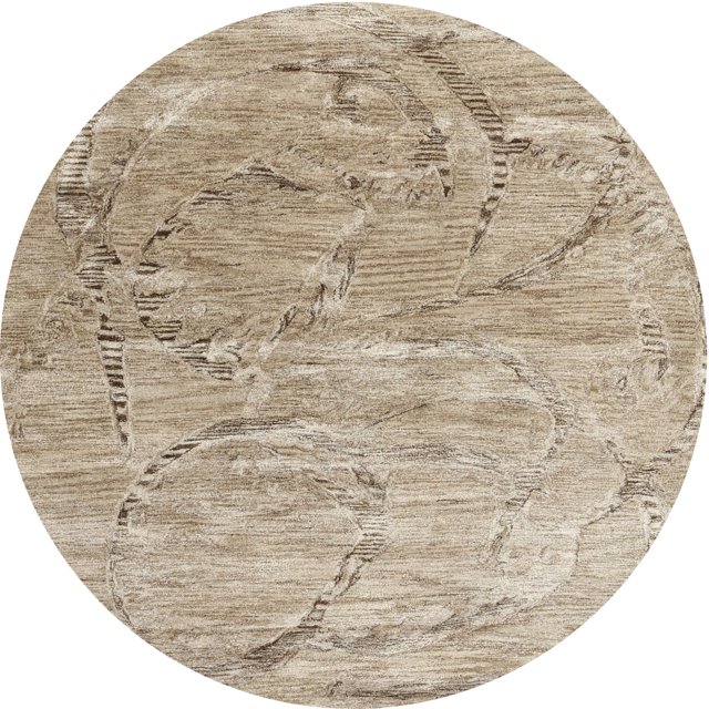 Ahgly Company Machine Washable Indoor Round Contemporary Dark Almond Brown Area Rugs, 10' Round