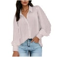 thumbnail image 2 of Bxsruta Casual Tops for WomenWomens Lapel Neck Casual Blouse Lantern Long Sleeves Solid Color Button T-Shirt Tops, 2 of 7