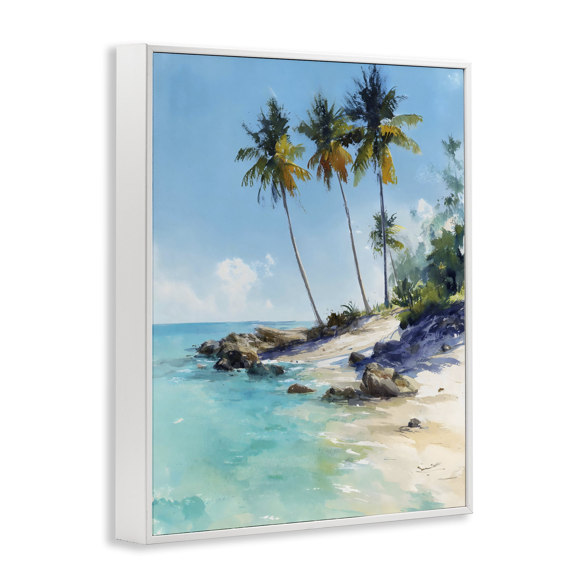 Stupell Industries Rocky Tropical Shore White Framed Giclee Art, design by Franklyn Gregory
