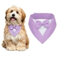 thumbnail image 1 of Collar de bandana de esmoquin para perro Uxcell, collar de esmoquin formal ajustable para mascotas de boda con pajarita, compromiso y cumpleaños, (Púrpura, S), para perros pequeños, medianos y grandes, 1 of 7