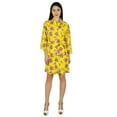 thumbnail image 2 of Bimba Women Short Cotton Floral Robe Getting Ready Bridesmaid Coverup Gift - Yellow, 2 of 8