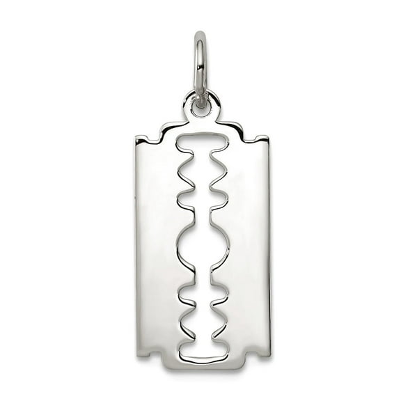 925 Sterling Silver Solid Polished Razor Blade Charm 20x9.5mm Wide Pendant Necklace for Women