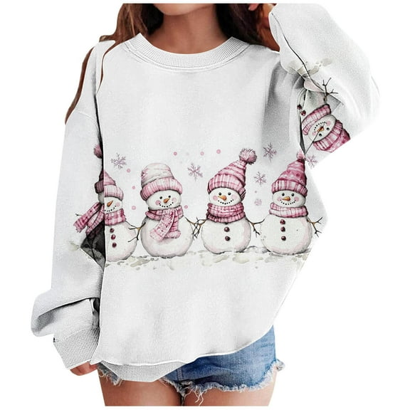 Lorytime Christmas Kids Sweatshirt for Boys Girl Snowman Fleece Shirt Crew Neck Long Sleeve Tops Soft Pullover 2-3Years
