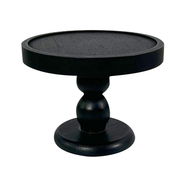 Portavelas para platos,Candelabro Candelabro Plato de Vela Bandeja de Vela,Candelabro de pilar negro con placa redonda de madera,Bandeja para velas de pilar decorativa pequeña,Bandeja de