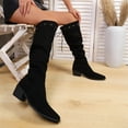 thumbnail image 6 of Viluyesy Womens Knee High Boots, Chunky Heels Wide Calf Adjustable Strap Pointed Toe Fall Winter Slouch Tall Boots Black US9.5, 6 of 7