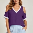thumbnail image 5 of Cilsoka Lace Crochet Cold Shoulder Tops for Women Trendy Summer Short Sleeve Tunic Shirts Casual Loose Blouses, 5 of 6