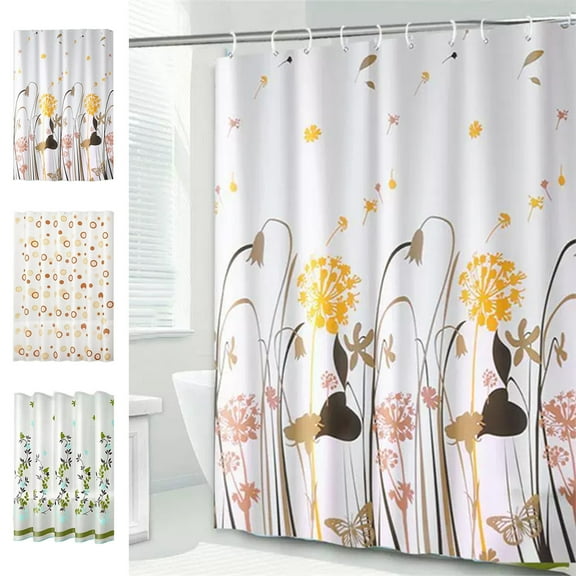 JOGZMZ Thickened PEVA Shower Curtain, Waterproof Bathroom Partition with 8 Hooks, 48x72 Inch No-Punch Design & Digital Printing