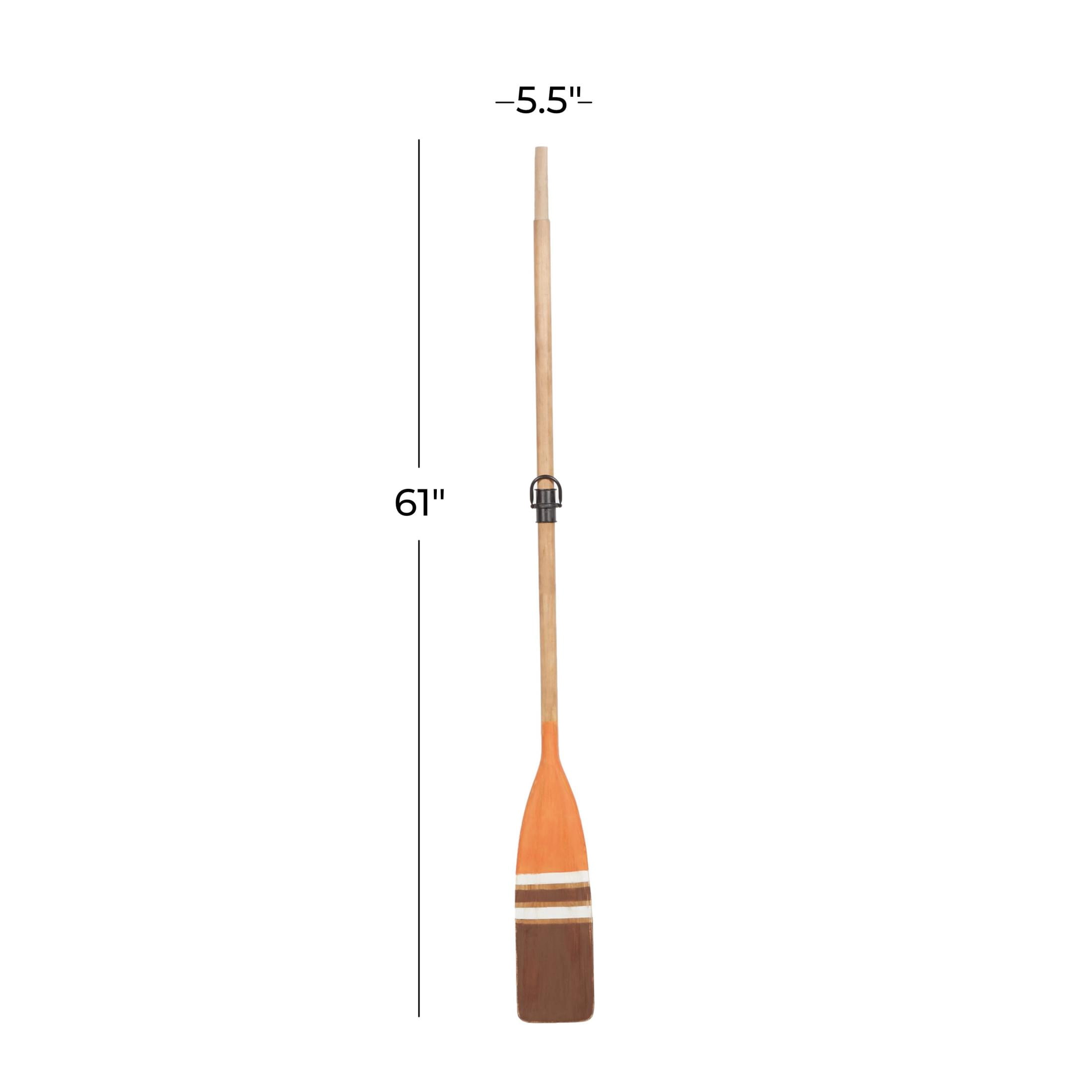 DecMode Brown Wood Novelty Canoe Oar Paddle Wall Decor with Arrow and Stripe Patterns