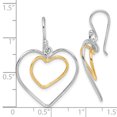 thumbnail image 2 of 925 Sterling Silver Gold Double Heart Wire Drop Dangle Earrings Love, 2 of 6