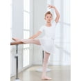 thumbnail image 3 of Stelle Ballet Short Sleeve Leotard with Separate Adjustable Tie Skirt Tights Dance Dress Outfit for Girls,White,5T, 3 of 7