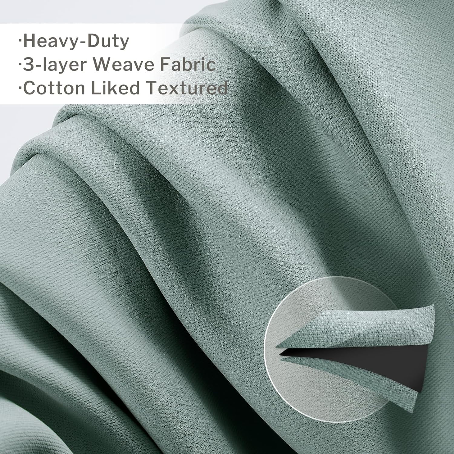 Blackout Curtains for Bedroom Cotton Textured Curtains 2 Panels Set Grommet Window Curtains for Living Room Thermal Insulated Privacy 100% Blackout Drapes