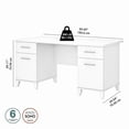 thumbnail image 6 of Bush Furniture Somerset 60" Double Pedestal Desk, White, 6 of 8