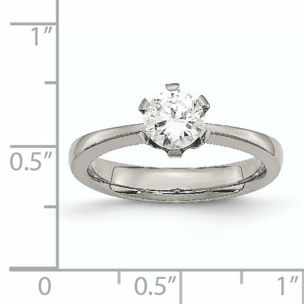 Titanium Polished Grooved CZ Ring Size 11 Length Width 8