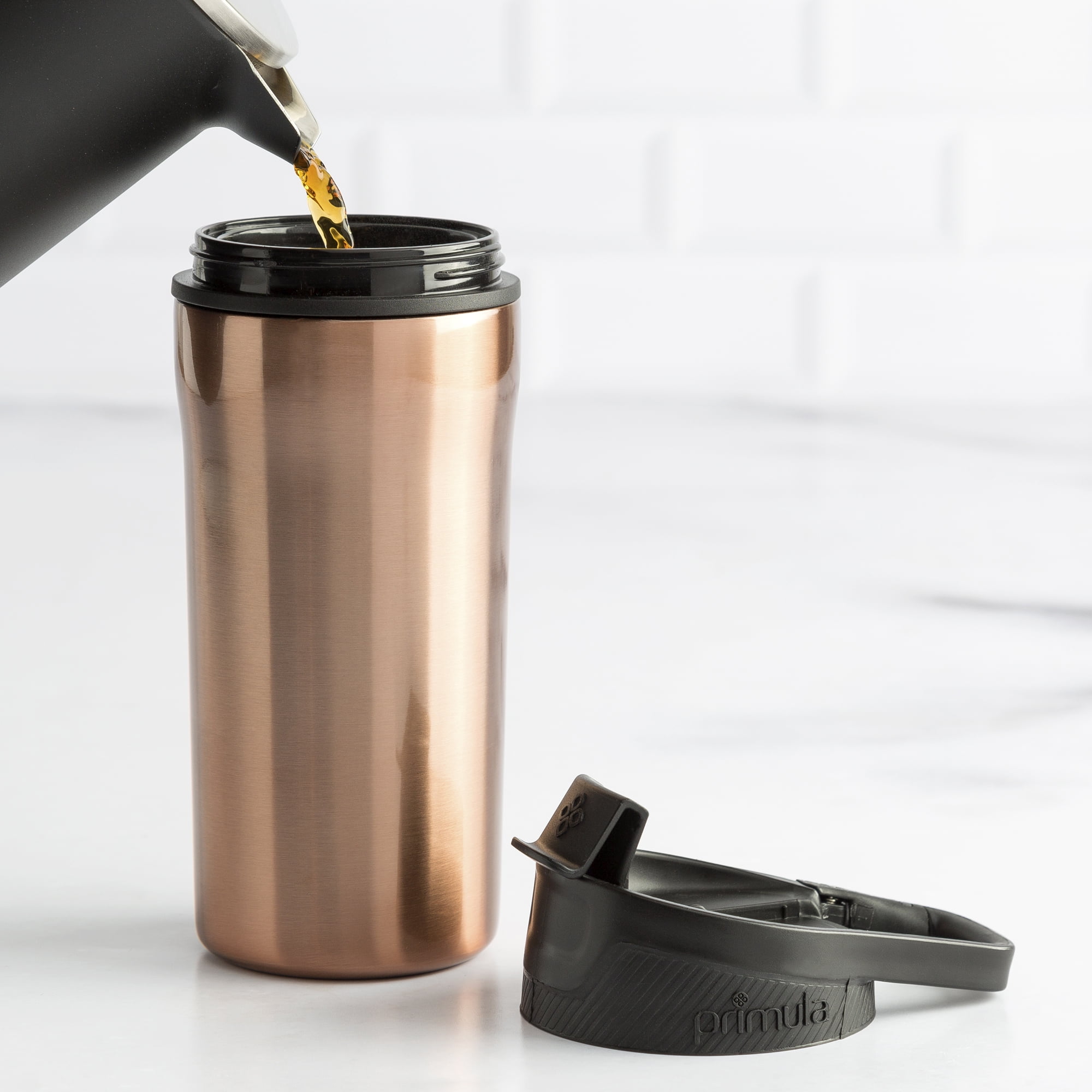 Primula Commuter Stainless Steel Tumbler with Carabiner Lid, 16 Ounces,  Rose Gold 