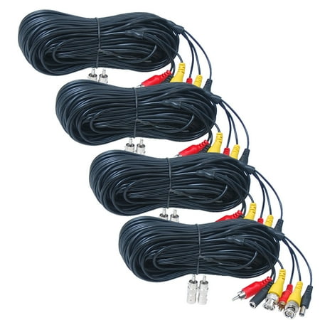VideoSecu 4x 100ft Audio Video Power Extension Cable Wire Cord HD with Free BNC/RCA Adapters for AHD HD-CVI HD-TVI CCTV Security Camera WUU