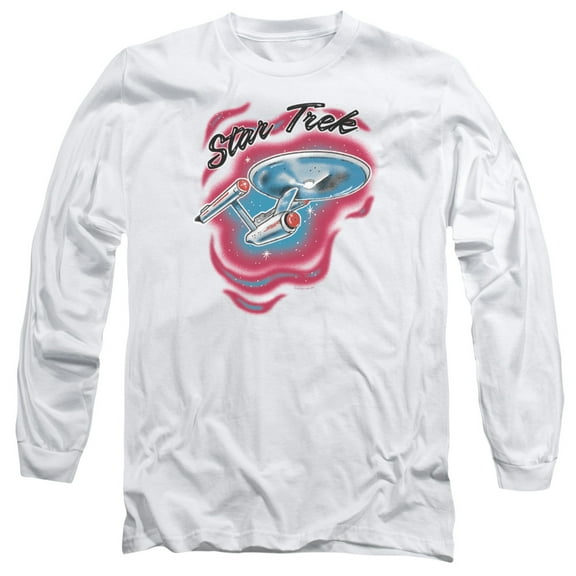 Star Trek Trek Airbrush Long Sleeve Adult 18/1 T-Shirt White