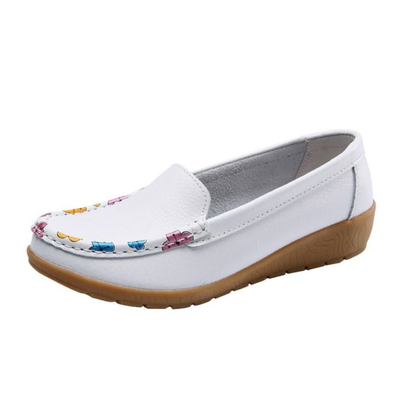 Women Round Head Casual Flat Shoes Loafers Soft Bottom Casual Single Peas Shoes
