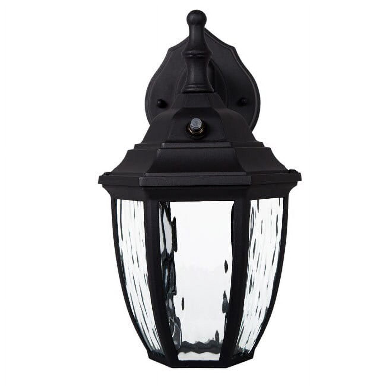 Maxxima LED Outdoor Wall Light, Black w/ Clear Water Glass, Photocell Sensor, 580 Lumens