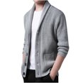 thumbnail image 5 of Chemises à Manches Longues Homme Décontractées Unies à Simple Boutonnage Cardigan à Manches Longues Col Rabattu Chandail Veste Manteau, 5 of 5
