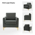 thumbnail image 4 of Velvet Upholstered Club Accent Chairs Set of 2 Lounge Armchairs Single Sofa Removable Backrest Golden Legs Home Living Room Grey, 4 of 6
