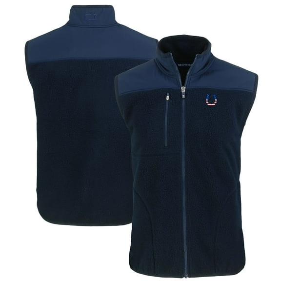 Men's Cutter & Buck Navy Indianapolis Colts Big & Tall Americana Cascade Eco Sherpa Fleece Full-Zip Vest