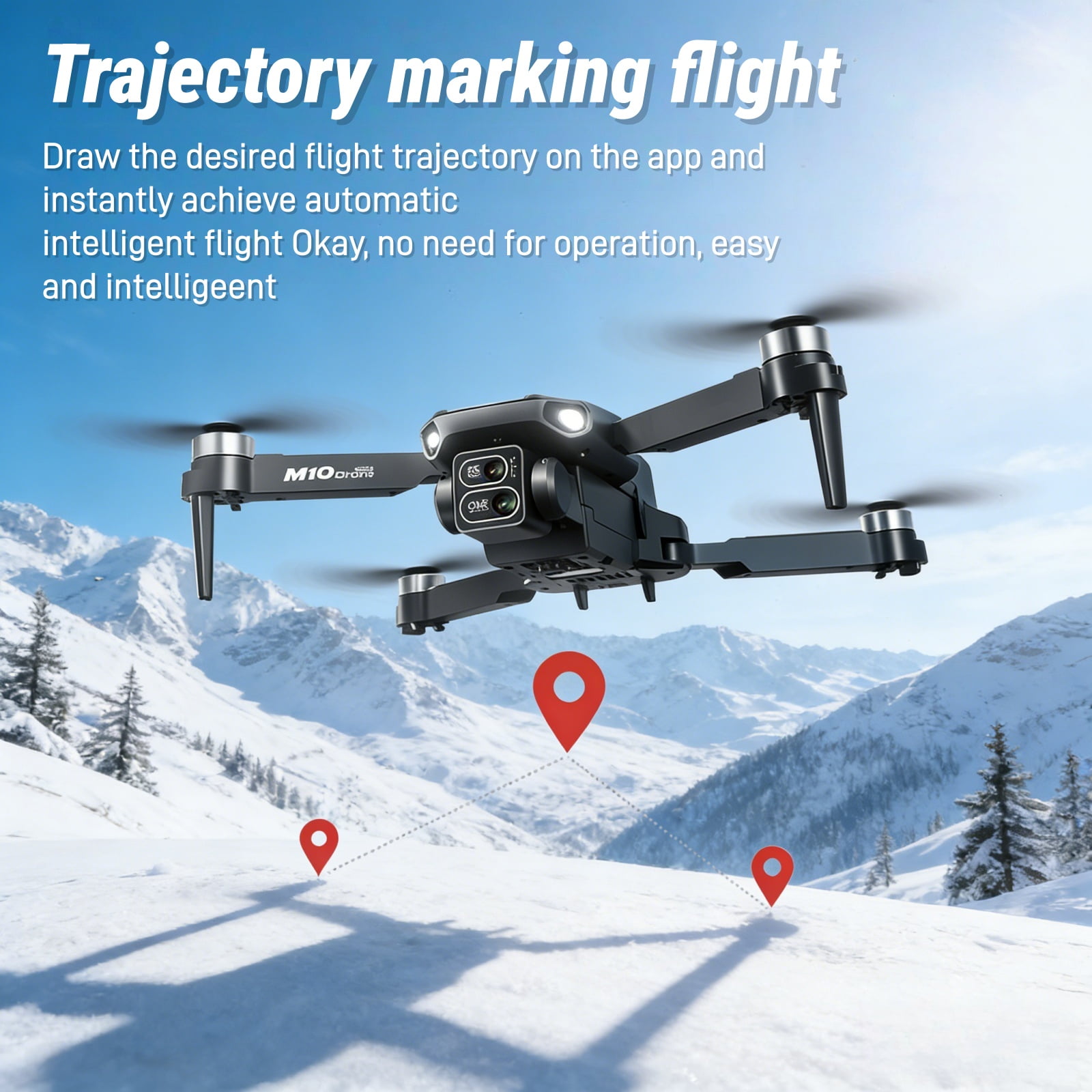 Foldable Dual-Camera Drone with Brushless Motor, Optical Flow Positioning, 4K HD FPV, Long Flight Time with 2 Batteries, Remote Control – Black.