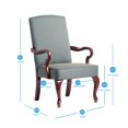 thumbnail image 2 of Comfort Pointe Derby Blue Jacquard Fabric Solid Wood Gooseneck Arm Chair, 2 of 7