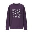 thumbnail image 3 of Valentines Heart Sweatshirts Womens Long Sleeve Cute Graphic Pullover Tops Funny Print Holiday Valentine Day Gifts, S Dark Purple, 3 of 5