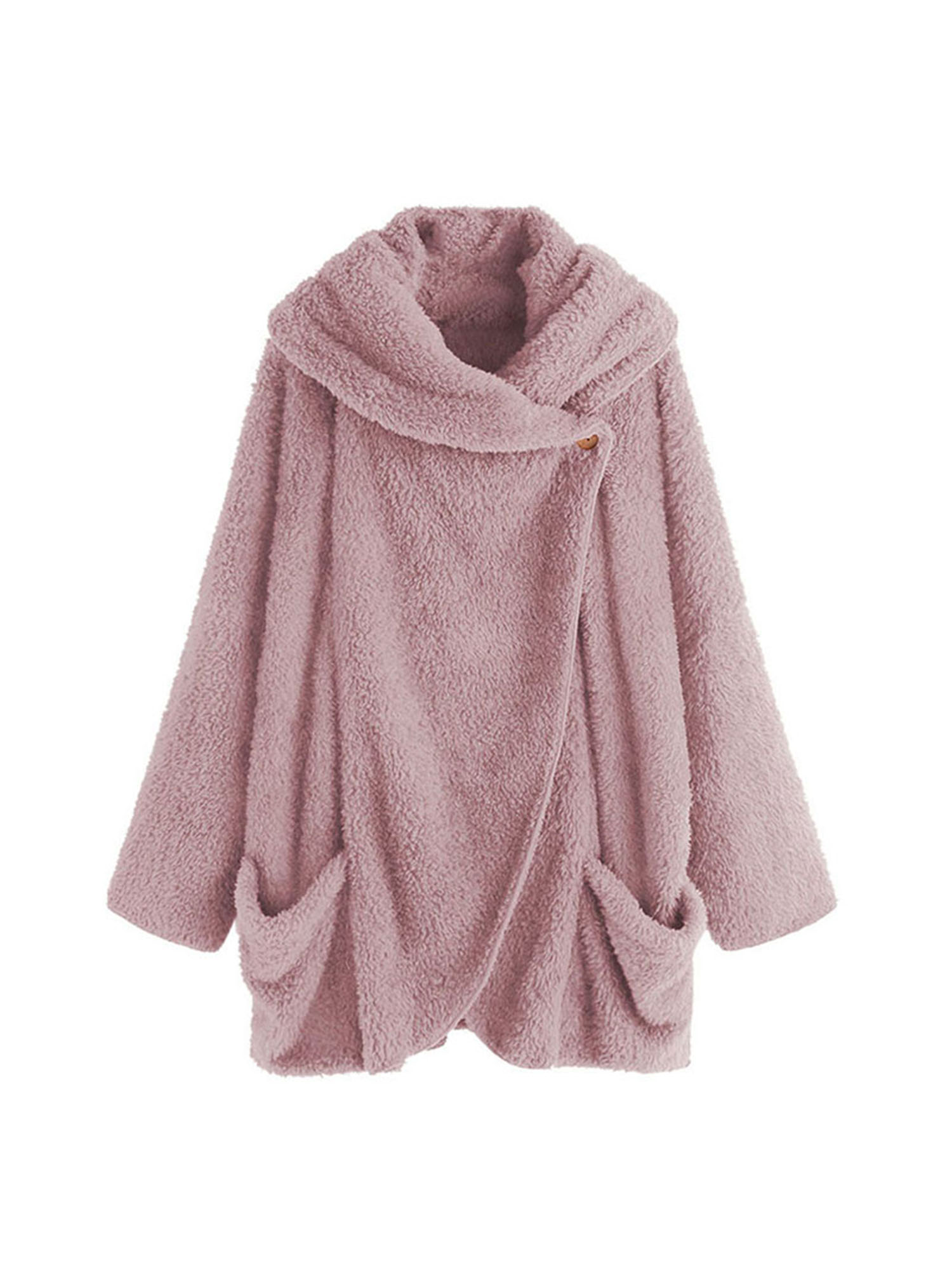 Glonme Womens Fleece Coats Lapel Jacket Oversized Jacket with Pockets