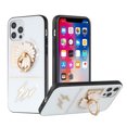 thumbnail image 2 of For Apple iPhone 13 (6.1") Diamond Bling Sparkly Glitter Ornaments Engraving Hybrid Armor with Ring Stand Fashion Cover ,Xpm Phone Case [White Flower Ring], 2 of 8