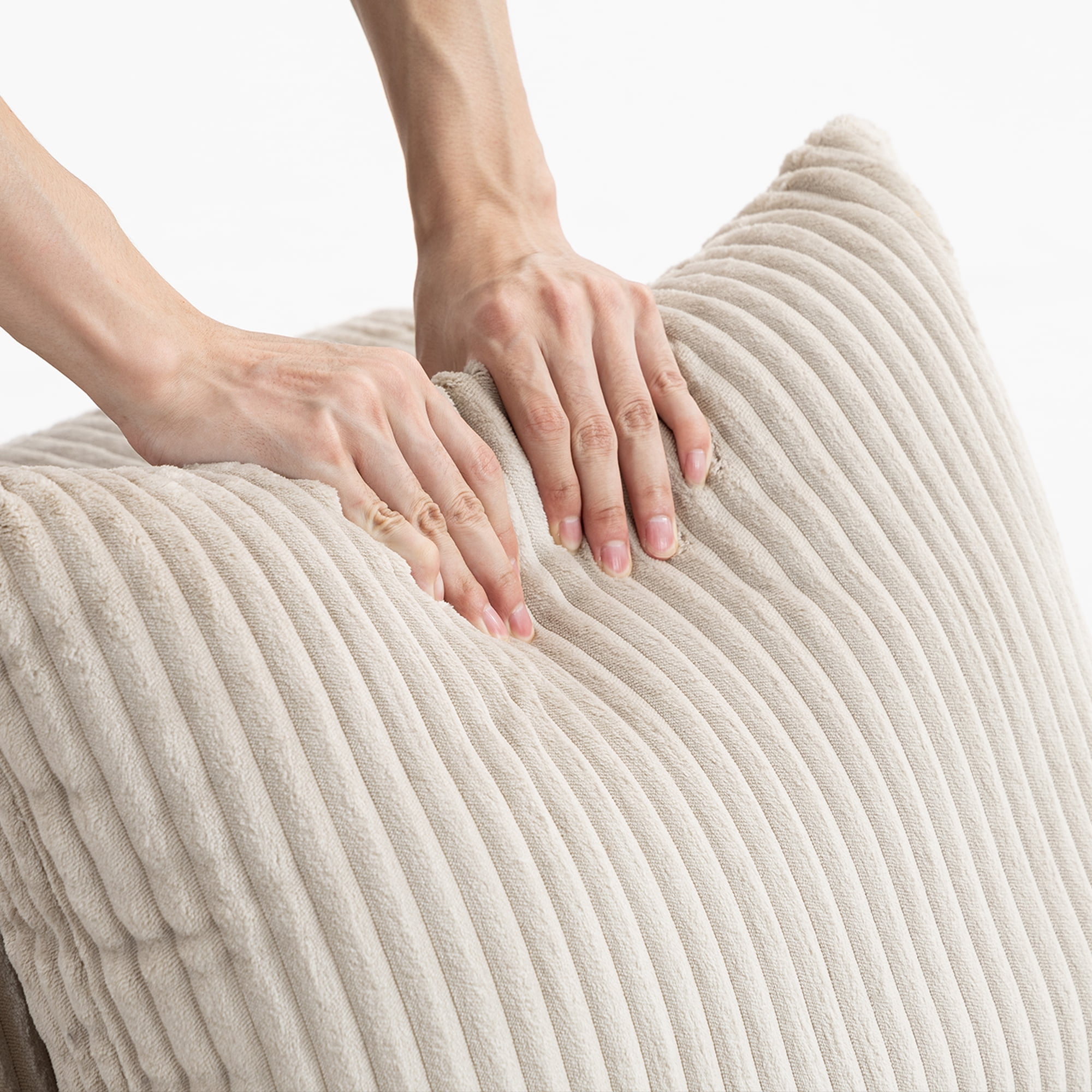 Demi Bonn 111" Modular Sectional Sofa Couchesk, Corduroy 3 Seat Couch Memory Foam Couches for Living Room, Cloud Couch, Beige