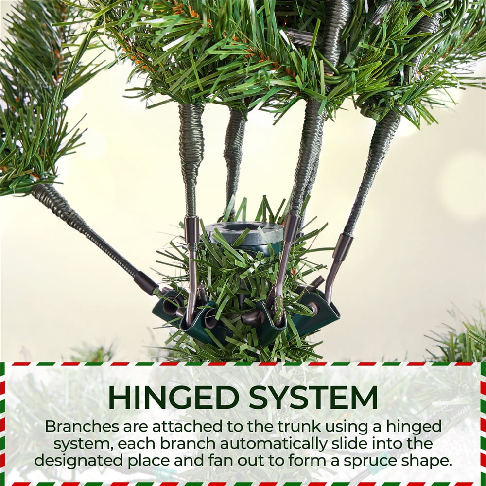 Alden Design 6ft Pre-lit Artificial Christmas Tree with Stand, Green