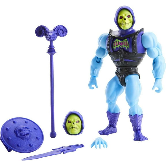 Masters of the Universe Origins Battle Armor Skeletor with Accessories, Armor Spins to Show Damage
