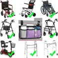 thumbnail image 3 of Organizador lateral para silla de ruedas, bolsa de almacenamiento, bolsa para reposabrazos con portavasos y rayas reflectantes, tela impermeable, para la mayoría de sillas de ruedas, andador, 3 of 5