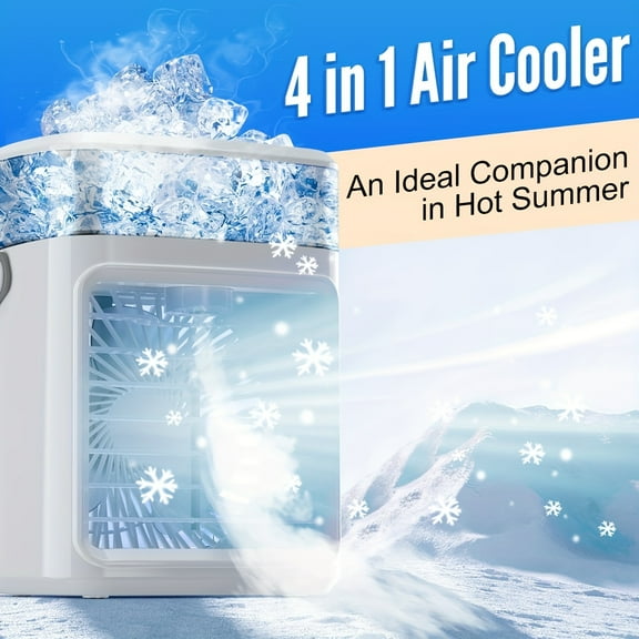 Portable Air Conditioner Fan with Aromatherapy Diffuser, 3 Speed Evaporative Air Cooler with 7 Color Lights, Timer, Personal AC Unit for Bedroom, Office Desk, Home, Travel