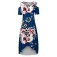 thumbnail image 4 of USSUMA Dresses For Women Party Casual,Summer Plus Size Maxi Dress Women Floral Print Sexy Cold Shoulder Short Sleeve Long Dress Elegant Beach Party Swing Dress, 4 of 5