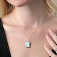 thumbnail image 3 of Gem Stone King 18K Yellow Gold Plated Silver Sky Blue Topaz and White Topaz Pendant Necklace for Women (20.33 Cttw, Emerald Cut 18X13MM, With 18 inch Silver Chain), 3 of 4
