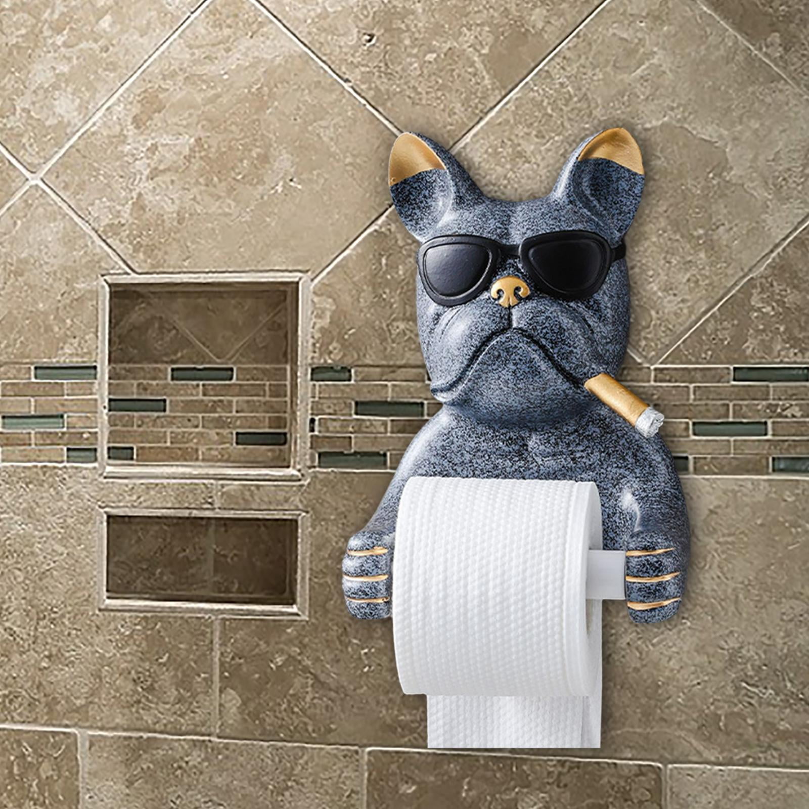 Fiocias Nordic Toilet Paper Holder Mounting Dog Sculpture Paper Rack Stand Organizer for Gray