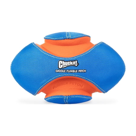 Chuckit! Giggle Fumble Fetch Dog Ball Fetch Football Toy for Dogs with Bitezones, 7.9" L for Small Pets up to 30 lbs, Pack of 1