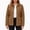 Coffee, variant on Women's Collared Waist Defined Quilted Jacket, Long Sleeve Button Down Coat with Patch Pockets, Sizes S-3XL