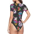 thumbnail image 4 of Daiia Cat Icecream print Women's Crew Neck Short Sleeve Bodysuit Fashion Tops Fit Casual Basic Extender Bodysuit-X-Large, 4 of 9