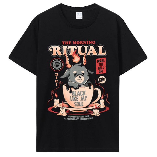 Camiseta gráfica Kawaii divertida camiseta de cabra camiseta malvada divertida de terror Baphomet Camiseta de algodón para hombres y mujeres camisetas de Hip Hop