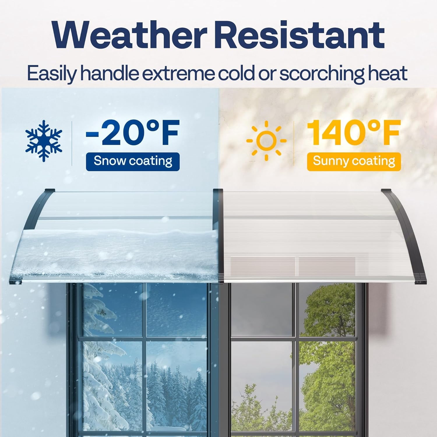SPECSTAR Polycarbonate Window Door Awning Spliced Canopy Transparent with Black Bracket 40 Inch x 40 Inch