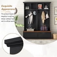 thumbnail image 4 of 4-in-1 Hall Tree with Bench and Drawers, 56'' Wide Entryway Bench with Coat Rack, 6 Black Hooks and Open Shelves for Hallway, Living Room, Black, 4 of 8