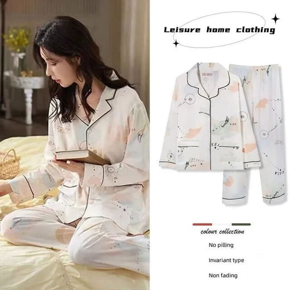 Sanrios Cute Cartoon Cinnamoroll Hellokittys Pochacco Lint Double Length Pajamas Small Fresh and Gentle Girl Home Outfit Set