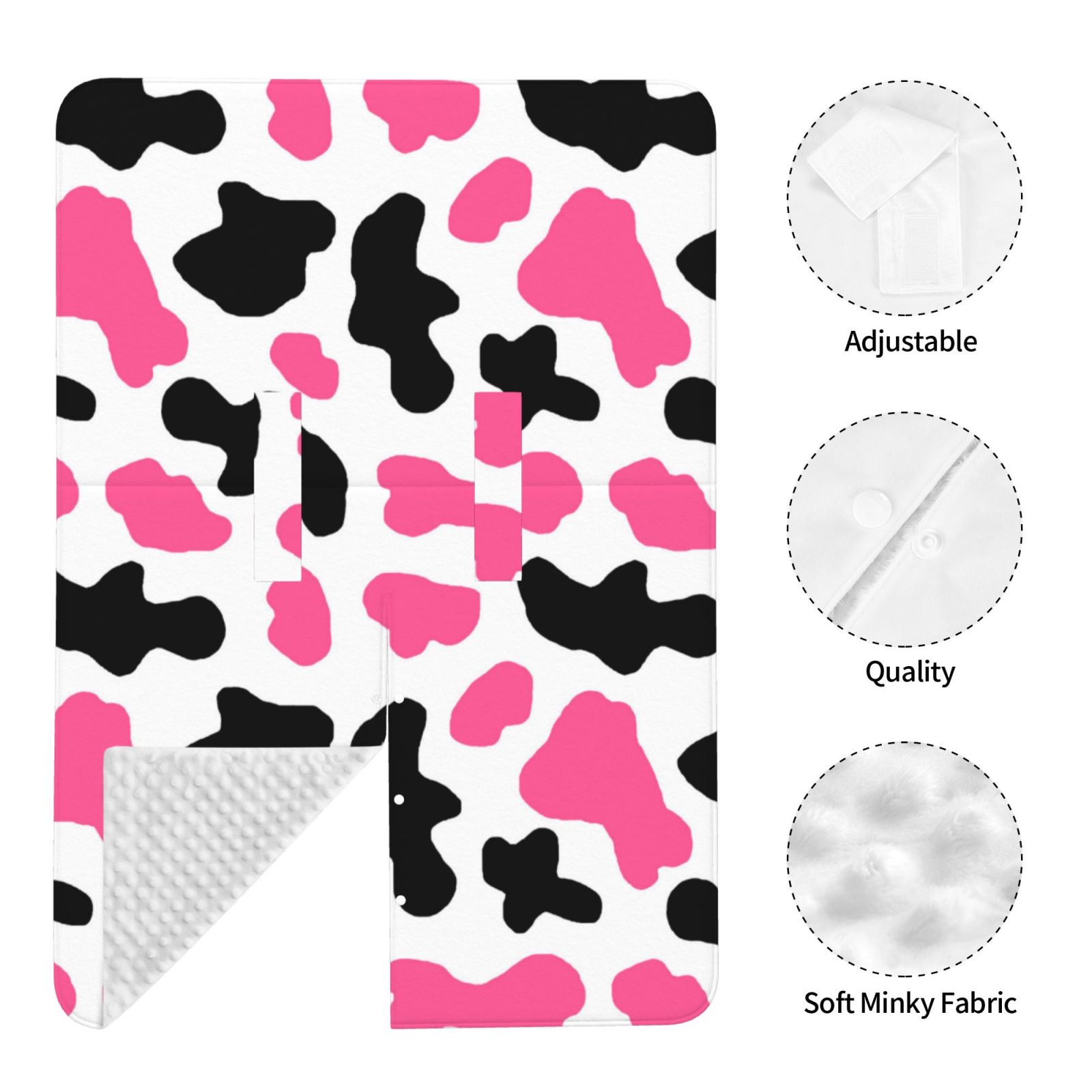 Car Seat Cover Baby - cute black pink cow print Breathable Infant Car Seat Cover for Baby Carseat, Lightweight Comfort Baby Essentials Must Haves Newborn Stuff for Girl Boy