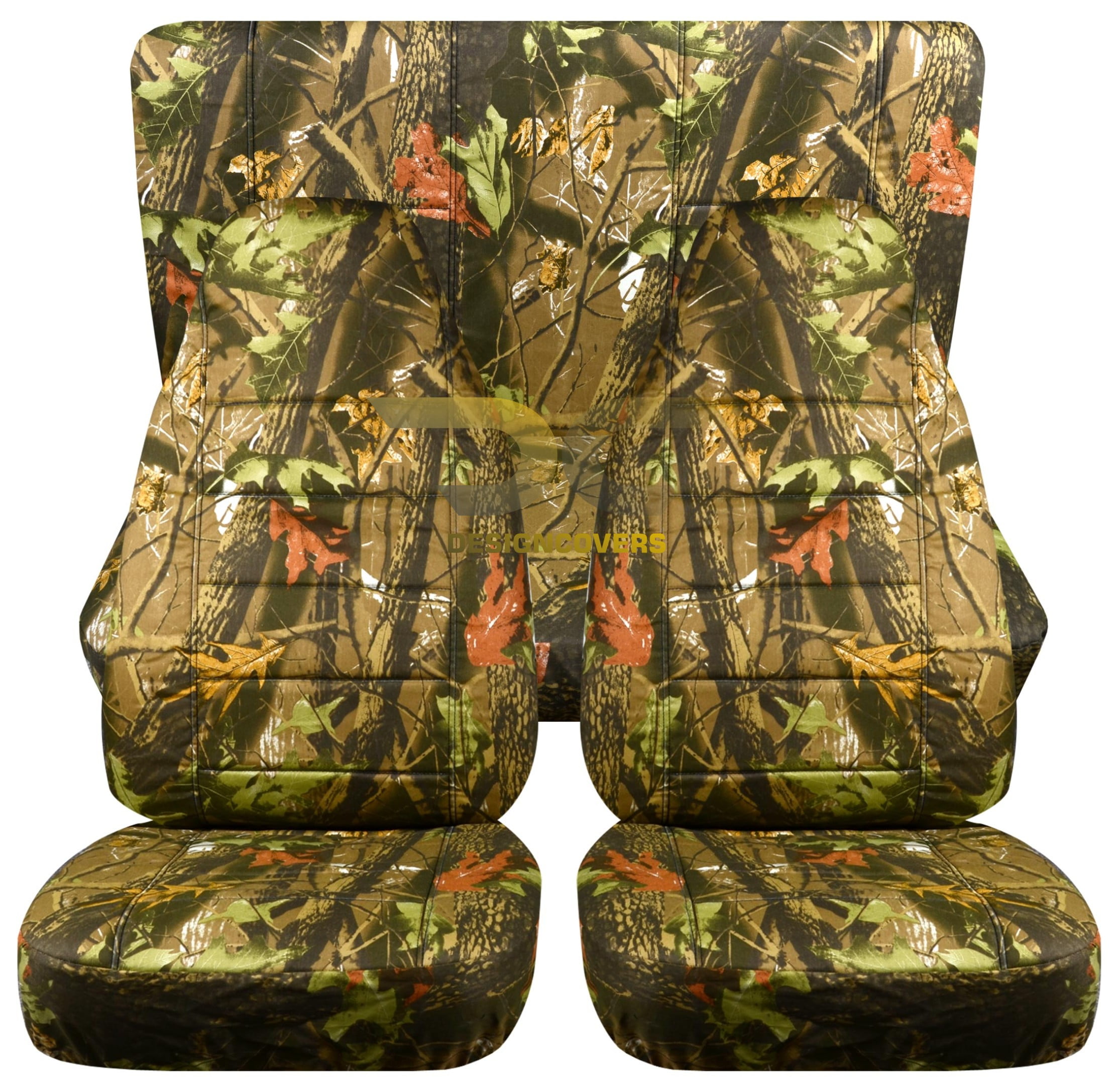 T446-Designcovers Compatible with 1987-1995 Jeep Wrangler YJ Camo Seat  Covers:Real Tree Camouflage - Full Set Front&Rear 